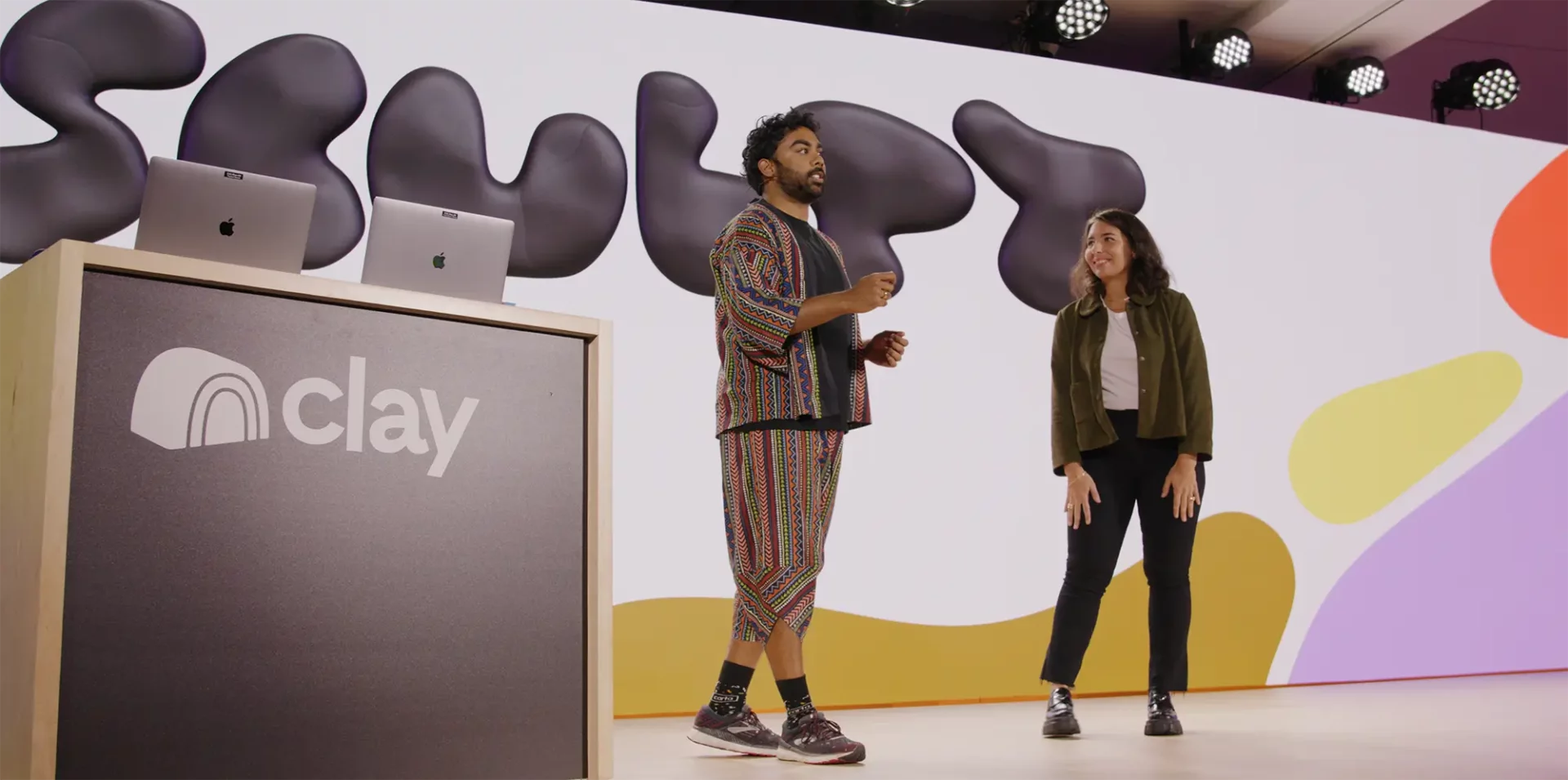 Speakers presenting live on Clay stage